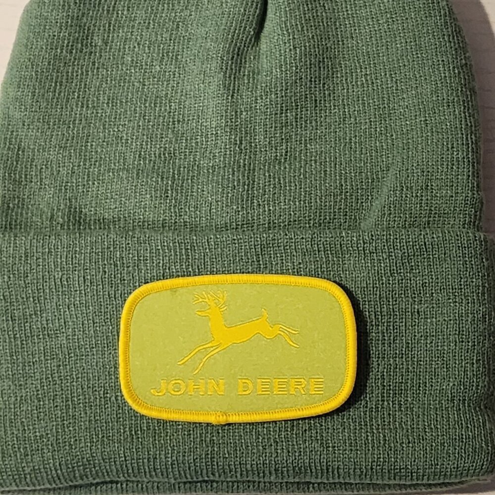 John Deere Patched Knit Cuffed Beanie in Mint Green